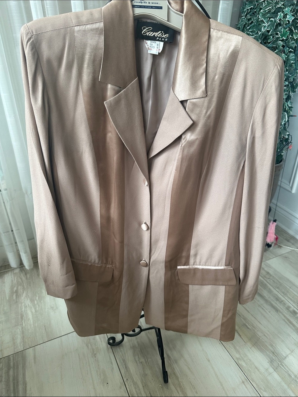 Taupe Satin-Blend Women's Blazer